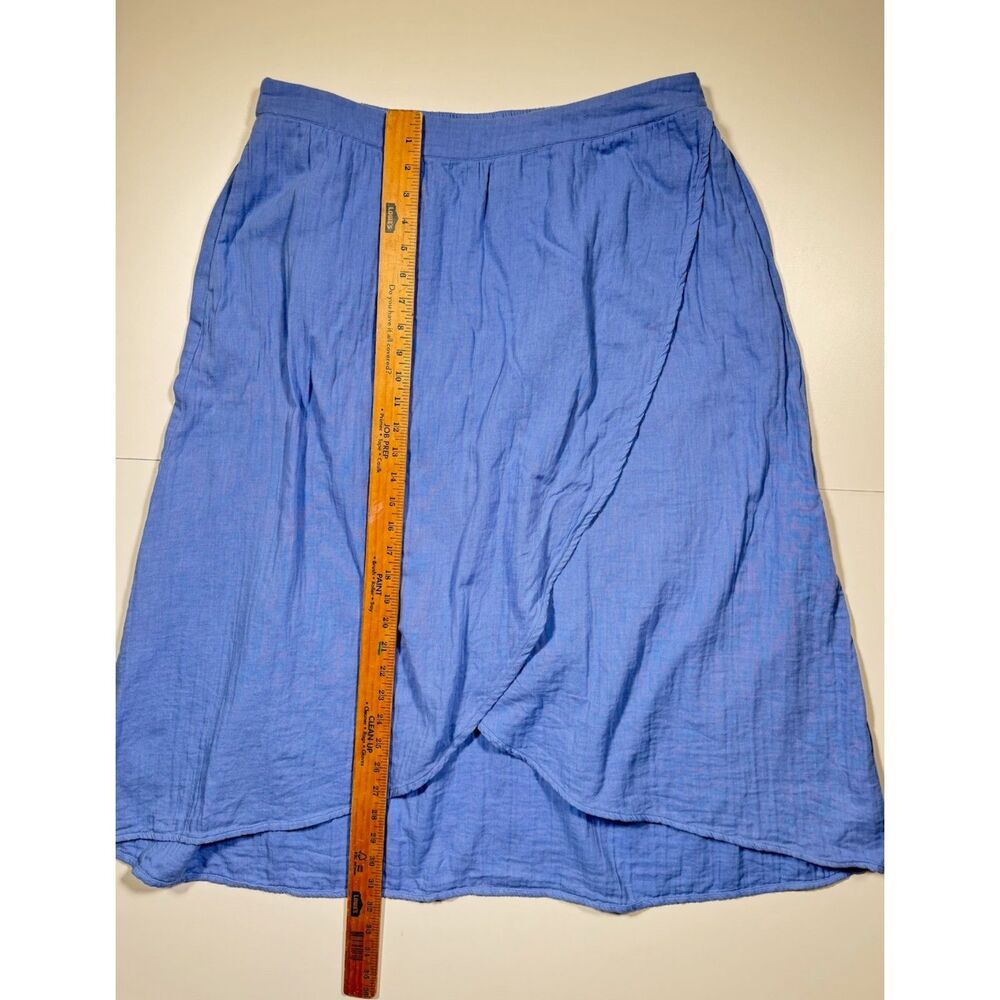 Pact Organic Cotton Gauze Tulip Midi Skirt Blue Womens XL Wrap Pockets - Picture 10 of 10